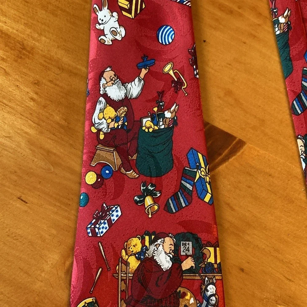 90s Nostalgia Mens Christmas Santa Claus‎ Toy Sack Handmade Holiday Necktie Tie